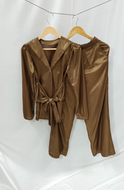 Metallic Lycra Co-ord Set Bronze