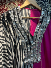 Exotic zebra coin kaftan