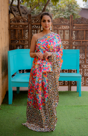 FLORAL MIX ONE SHOULDER KAFTAN