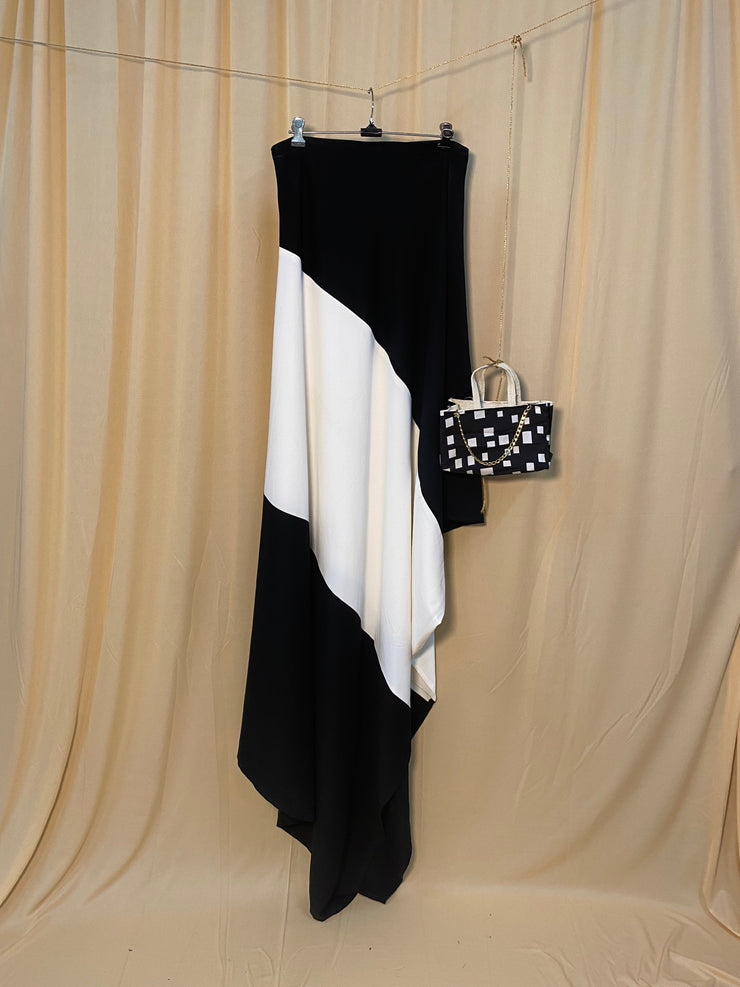 One Shoulder Black White Kaftan