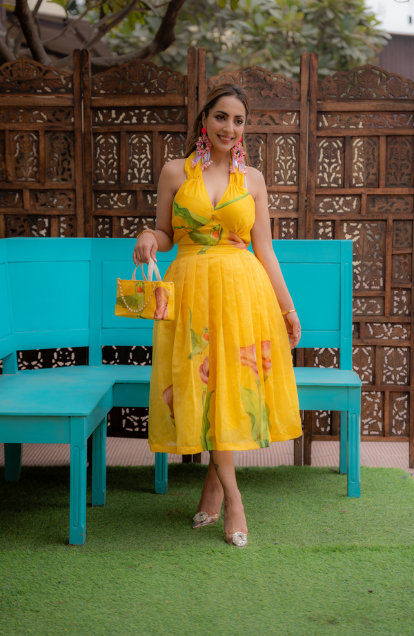 YELLOW SUMMER DRESS WITH BAG
