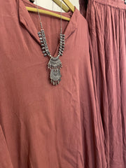 Rust   co-ord Set with Necklace