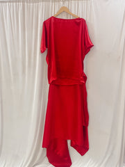 Self Wrap Red Satin Dress