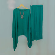 Mermaid Green   co-ord Set with Necklace