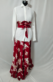 FLORAL SKIRT WITH WHITE SHIRT - BELT