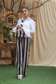 STRIPE PANTS WITH WHITE SHIRT